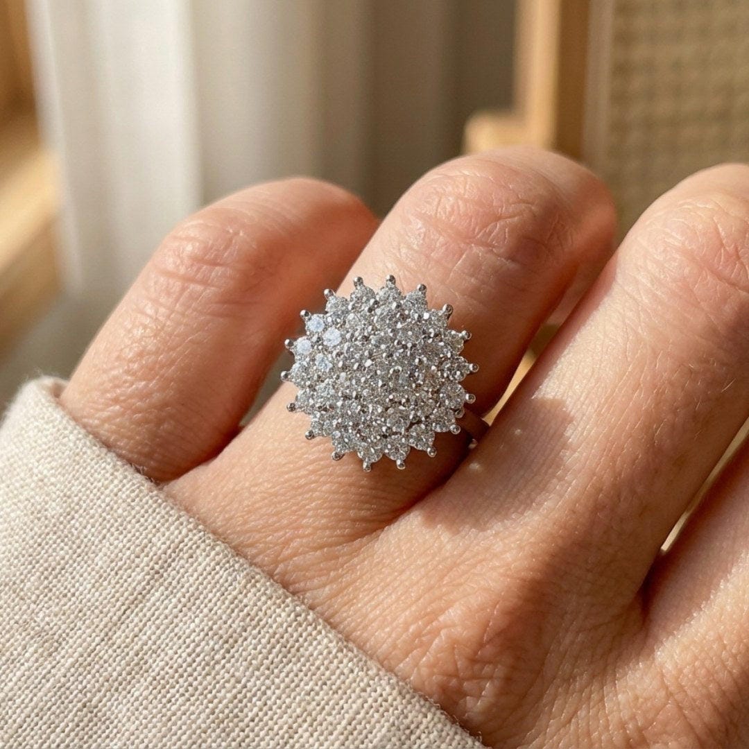 Kristallen Cluster Halo Statement Ring