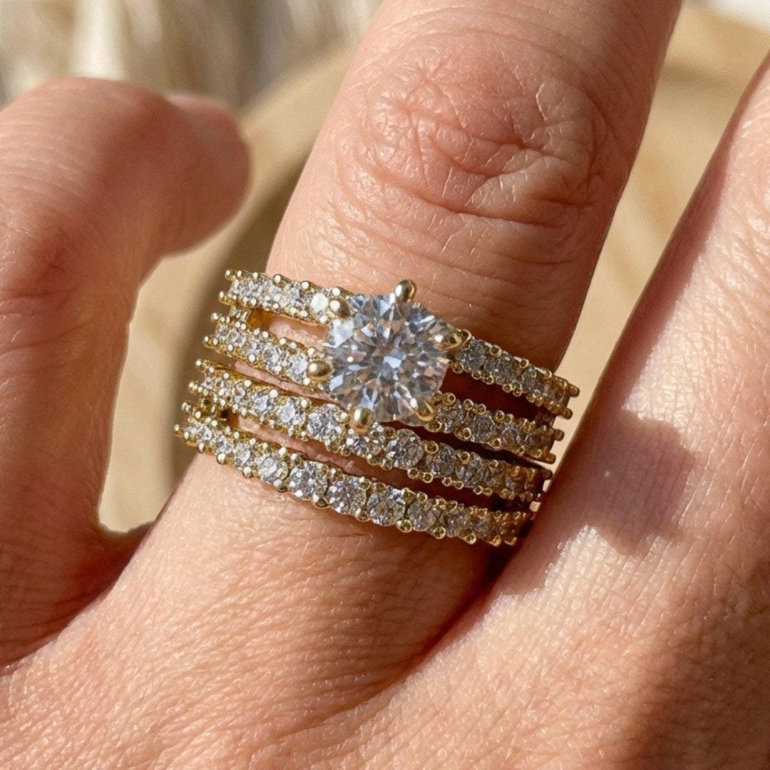 Stralende Halo Ring Set