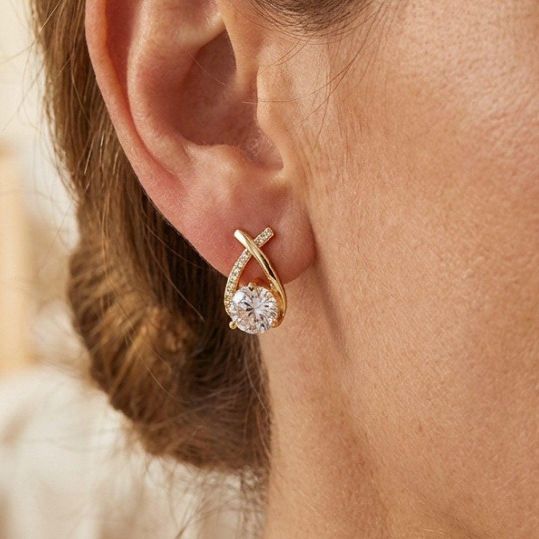 Luxe Gedraaide Druppel Cubic Stud Oorbellen