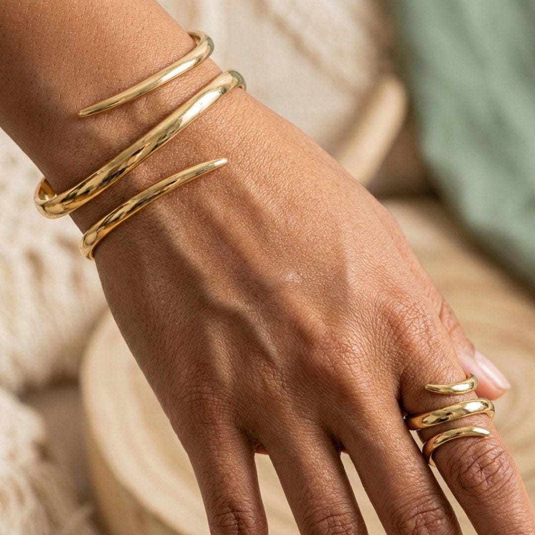 Abstracte Slang Armband en Ring Set