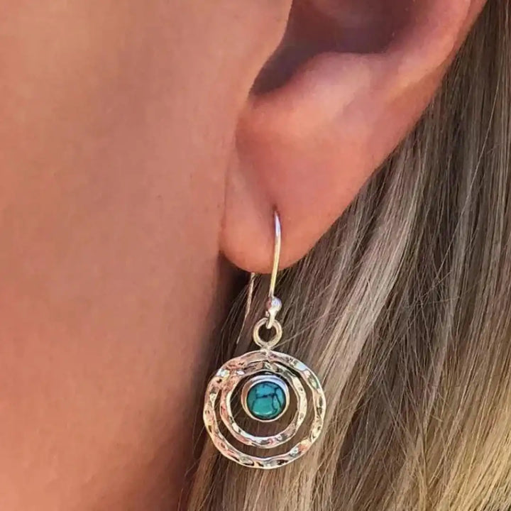 Boho Saturnus Oorbellen Turquoise en Goud