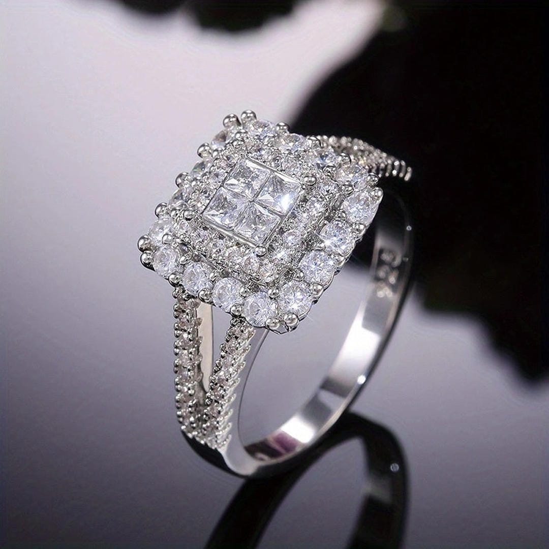 Vierkante Zirconia Trouwring