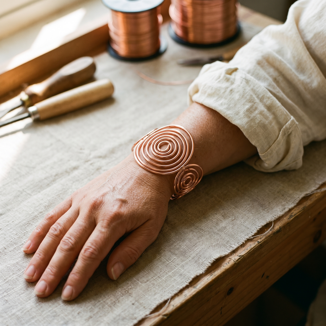 Vera's Spiral Copper Bracelet