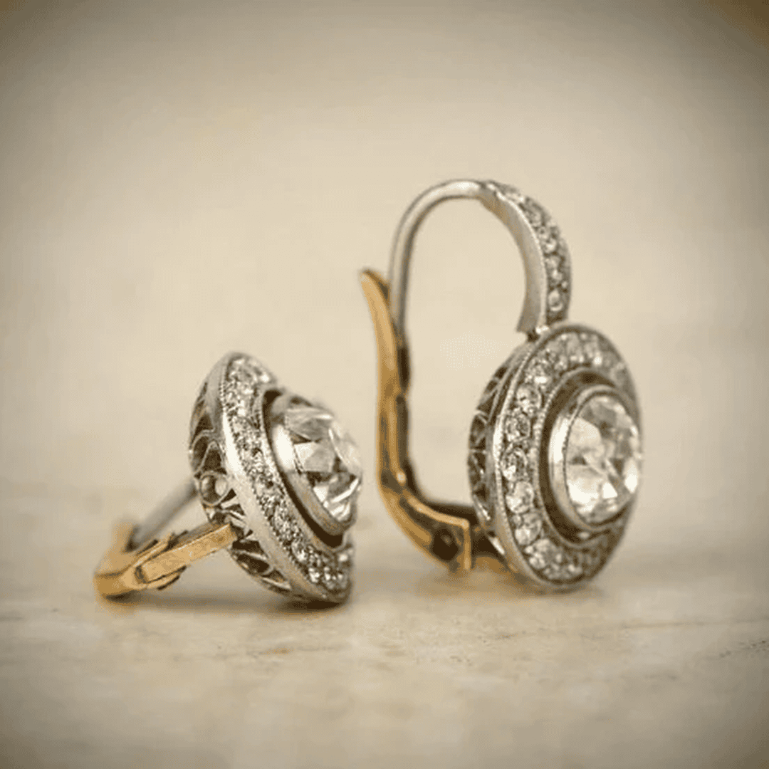 Vintage Gouden en Zilveren Kristallen Oorbellen