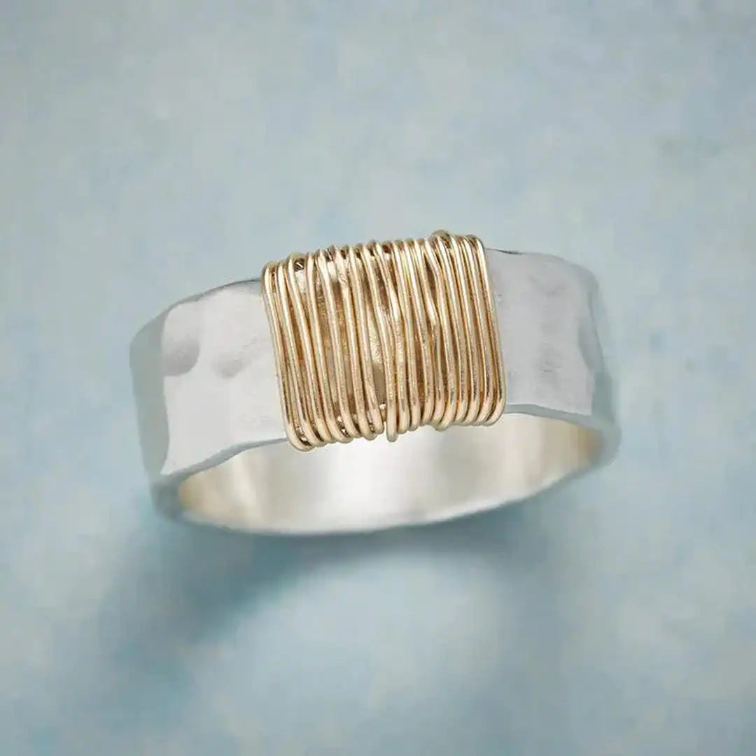 Gouden Draad Zilveren Ring