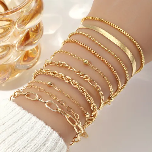 Stapelsbare Armband Gouden Parels Set