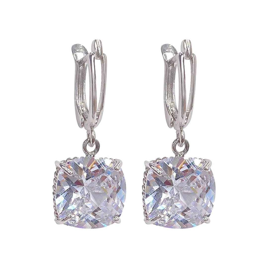 Witte Gouden Zirconia Dangle Oorbellen