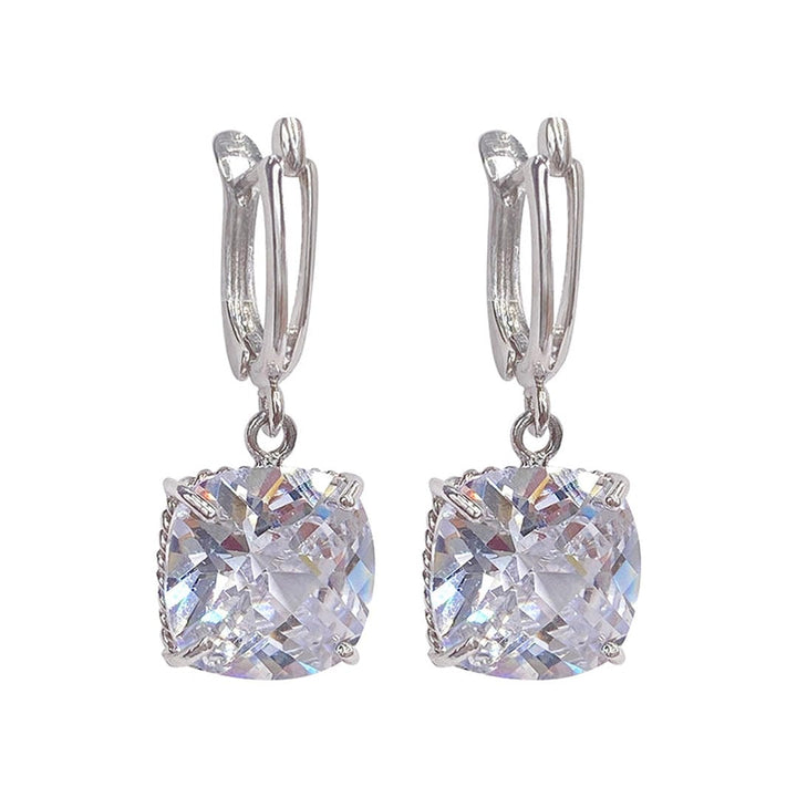 Witte Gouden Zirconia Dangle Oorbellen