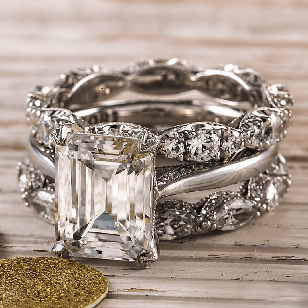 Vintage Zilveren Heldere Laag Ring